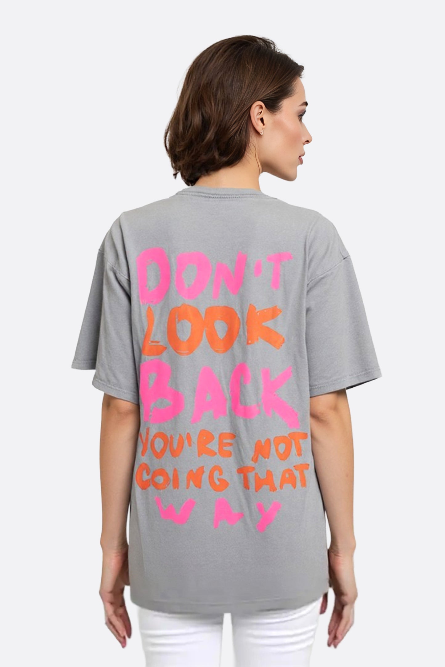 Серая футболка оверсайз don't look back