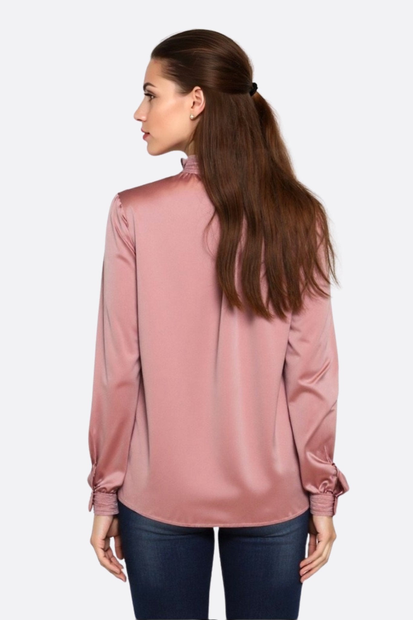 Blouse en satin rose poudrée à manches longues - MISCIANO