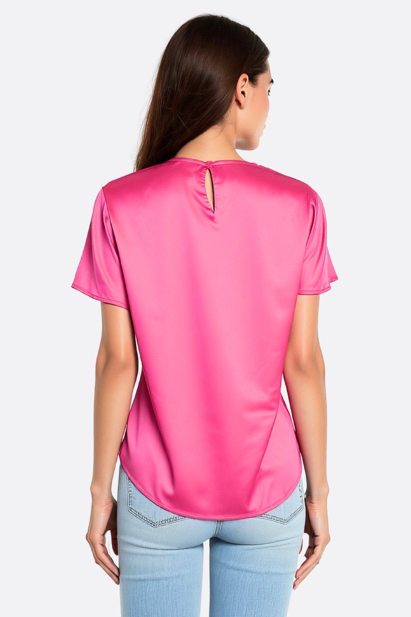 Blouse satin fuchsia à détail froncé - MISCIANO