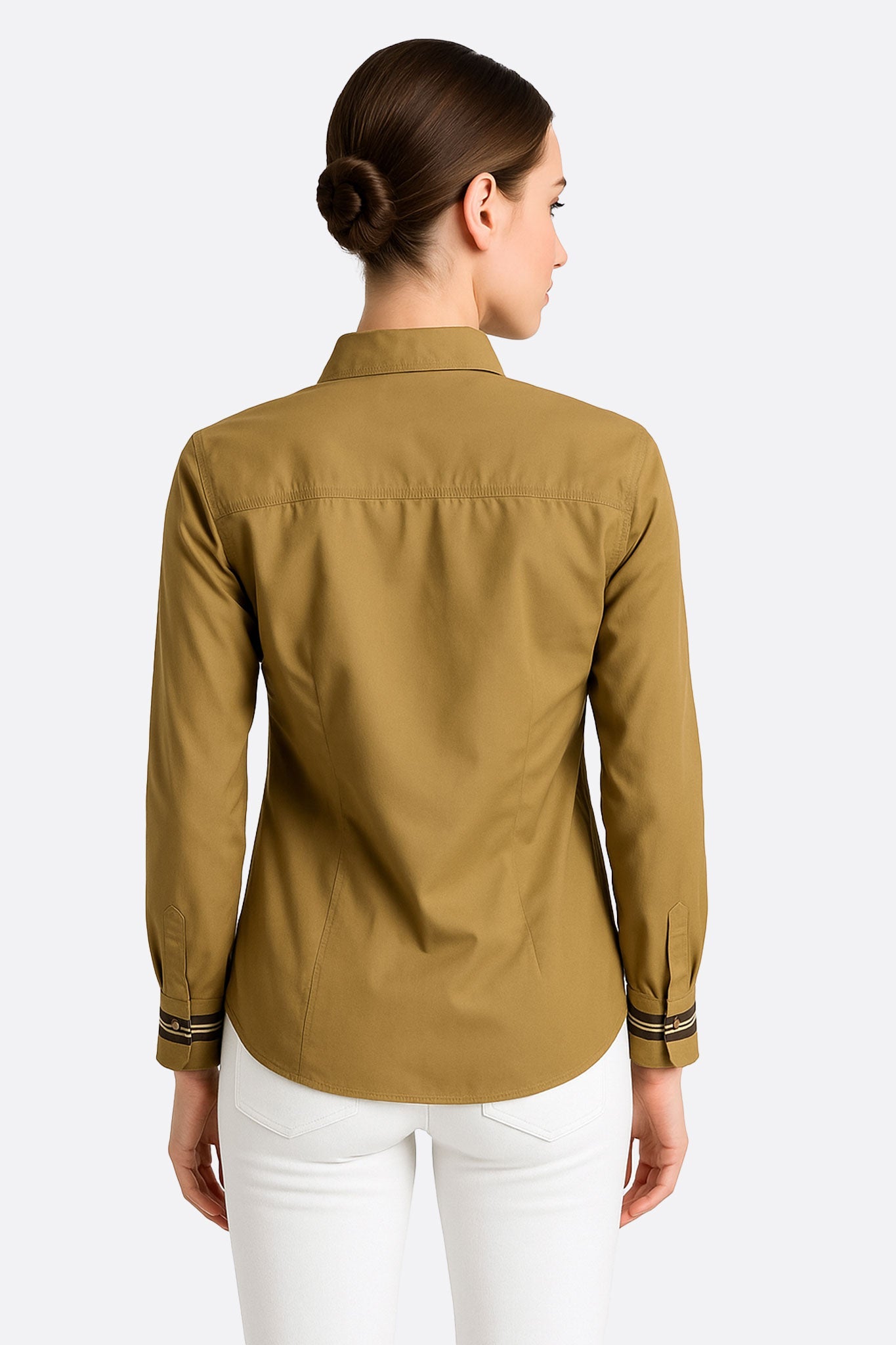 Chemise femme cintrée en coton vert kaki - MISCIANO