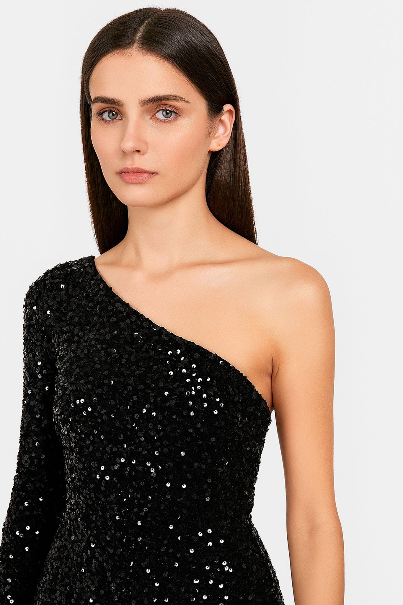 Combinaison asymétrique noire à sequins - MISCIANO