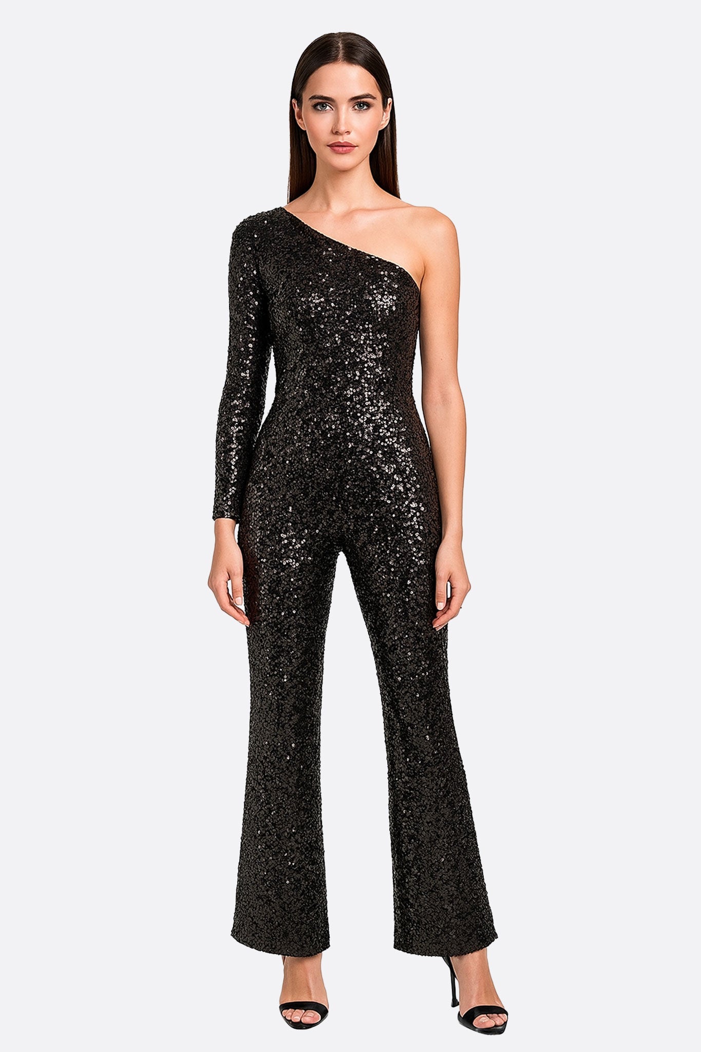 Combinaison asymétrique noire à sequins - MISCIANO