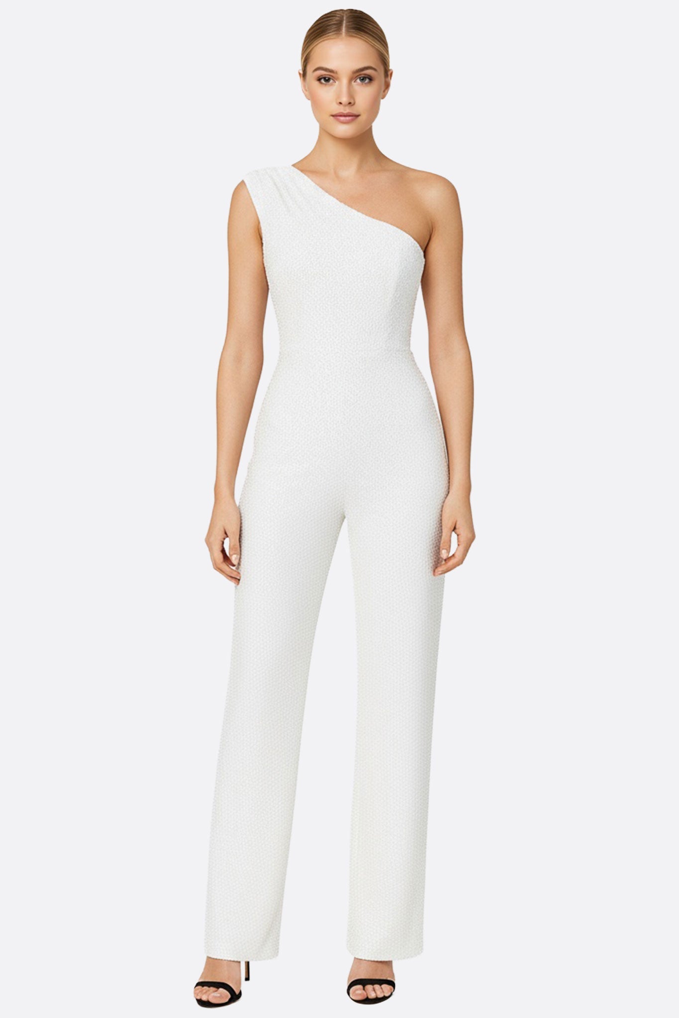 Combinaison Blanche Asymetrique a Sequins Femme | Misciano