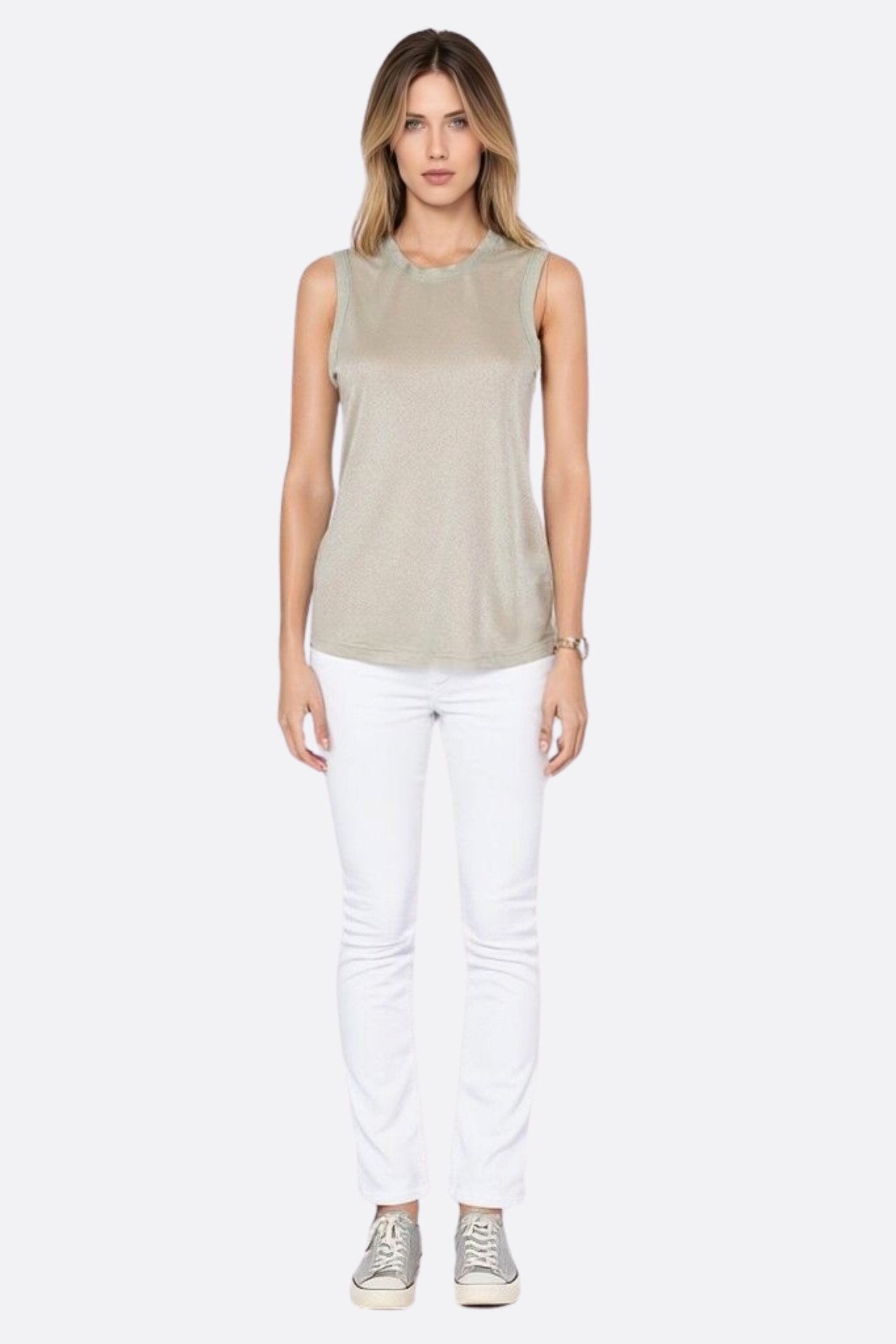 Débardeur gris minimaliste en jersey scintillant - MISCIANO