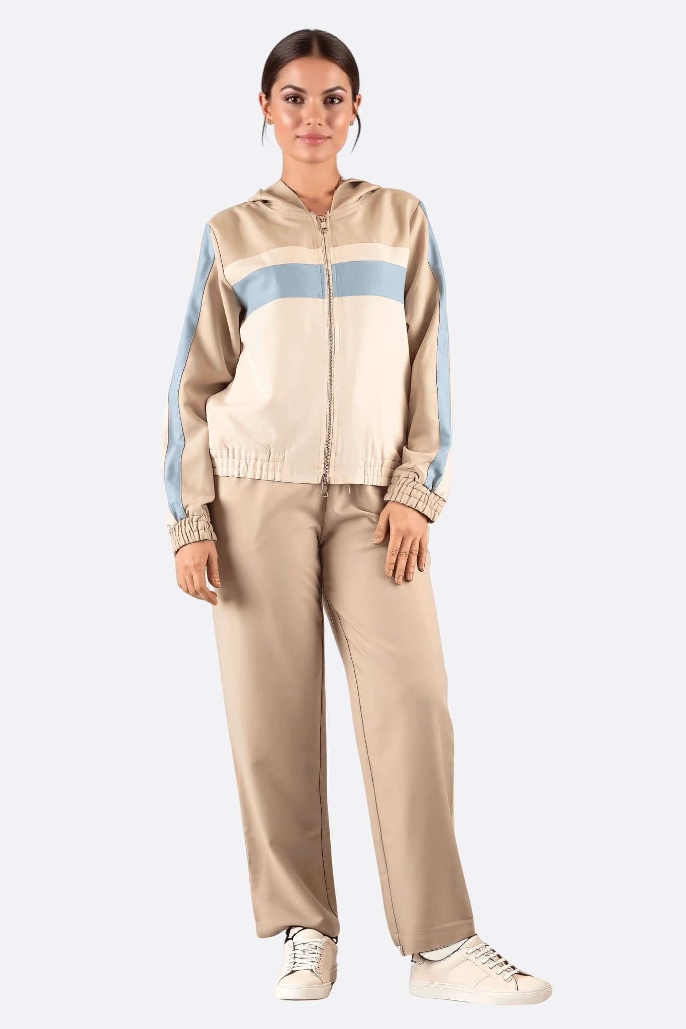 Ensemble de jogging beige aux détails bleu ciel - MISCIANO