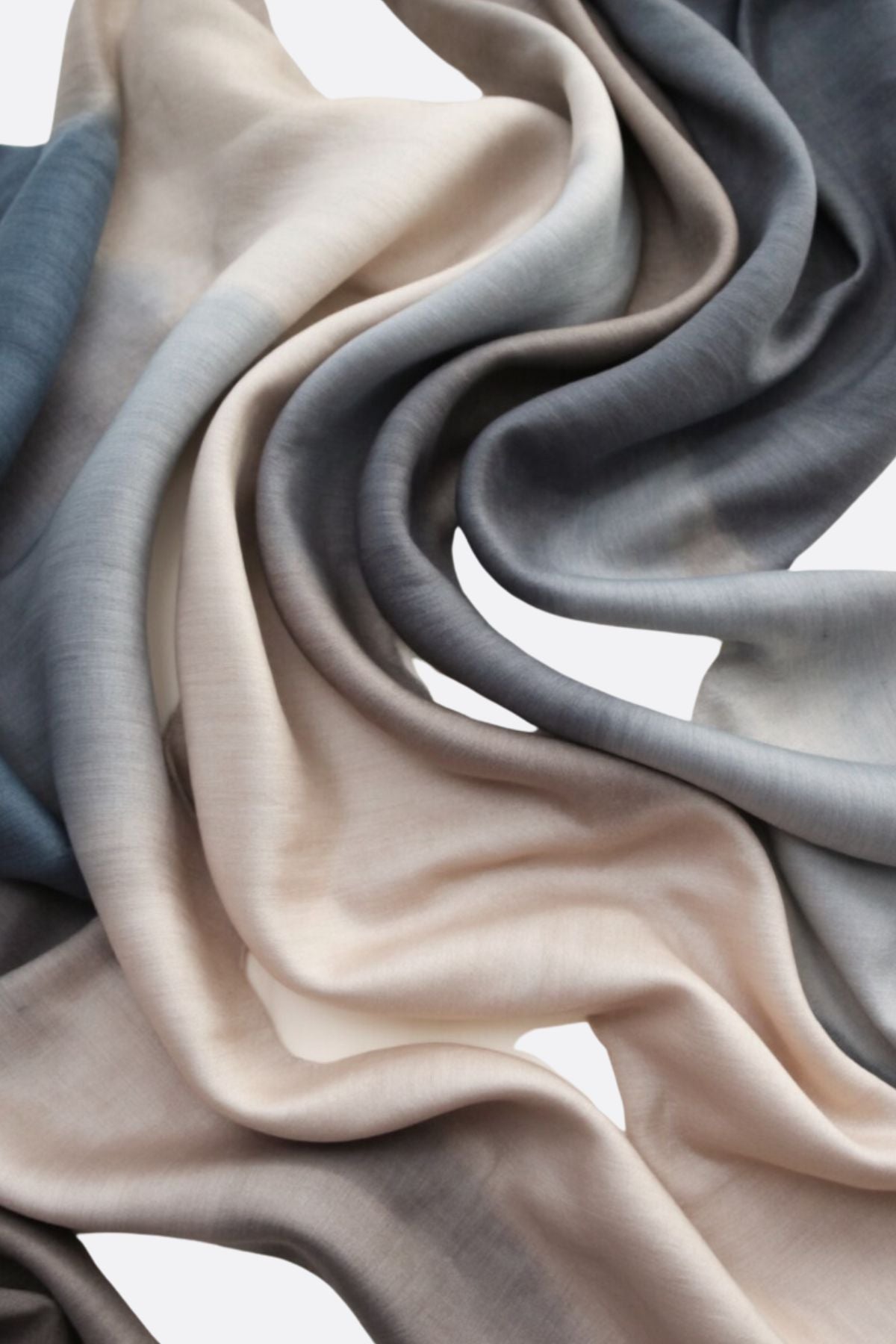 Foulard dégradé bleu et gris en soie et coton - MISCIANO