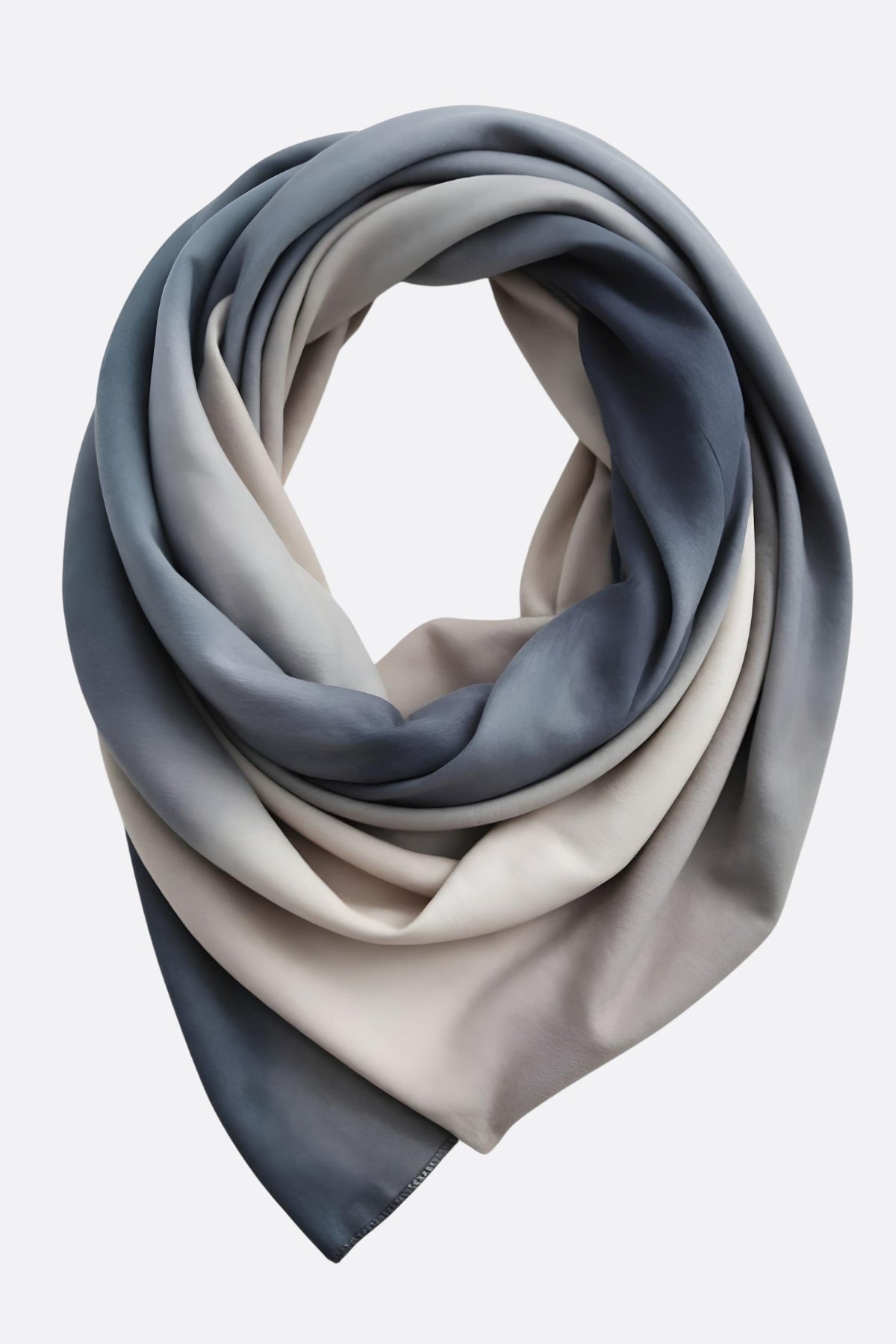 Foulard dégradé bleu et gris en soie et coton - MISCIANO