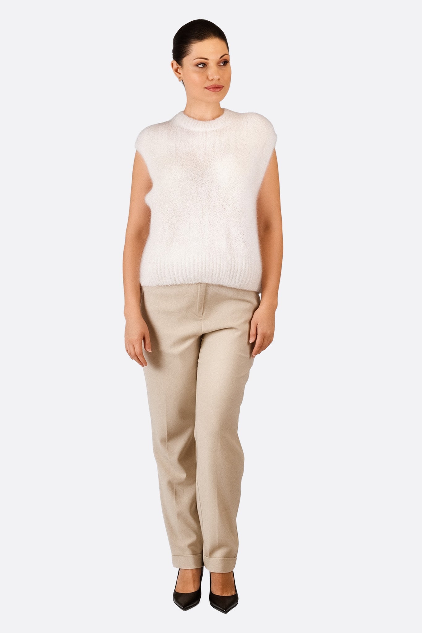 Gilet blanc sans manches en mohair - MISCIANO