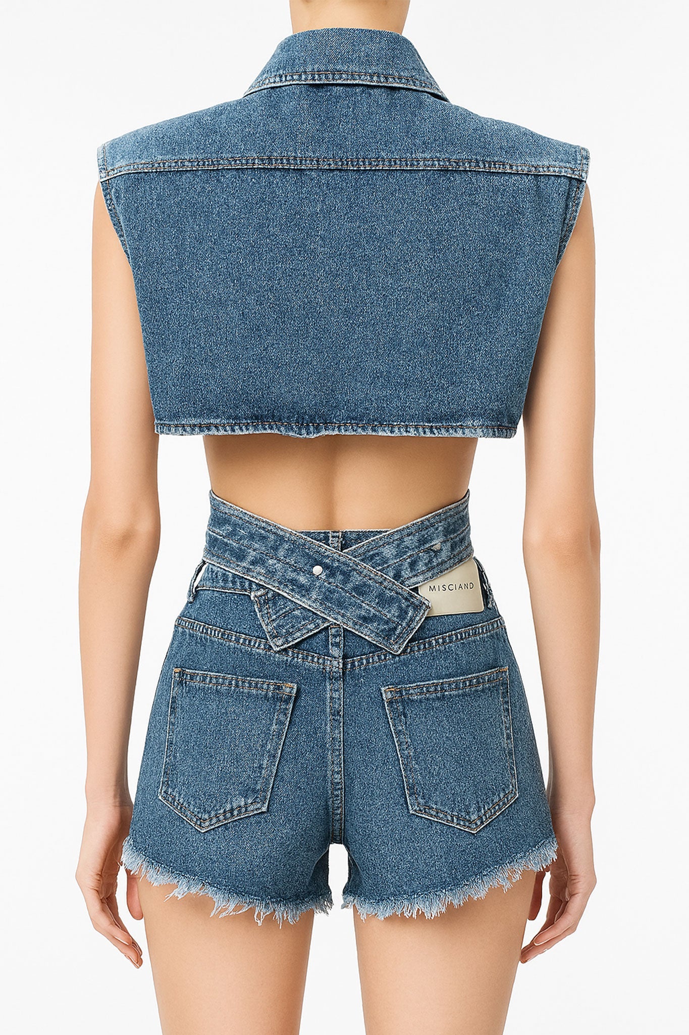 Gilet bustier bleu en denim structuré - MISCIANO