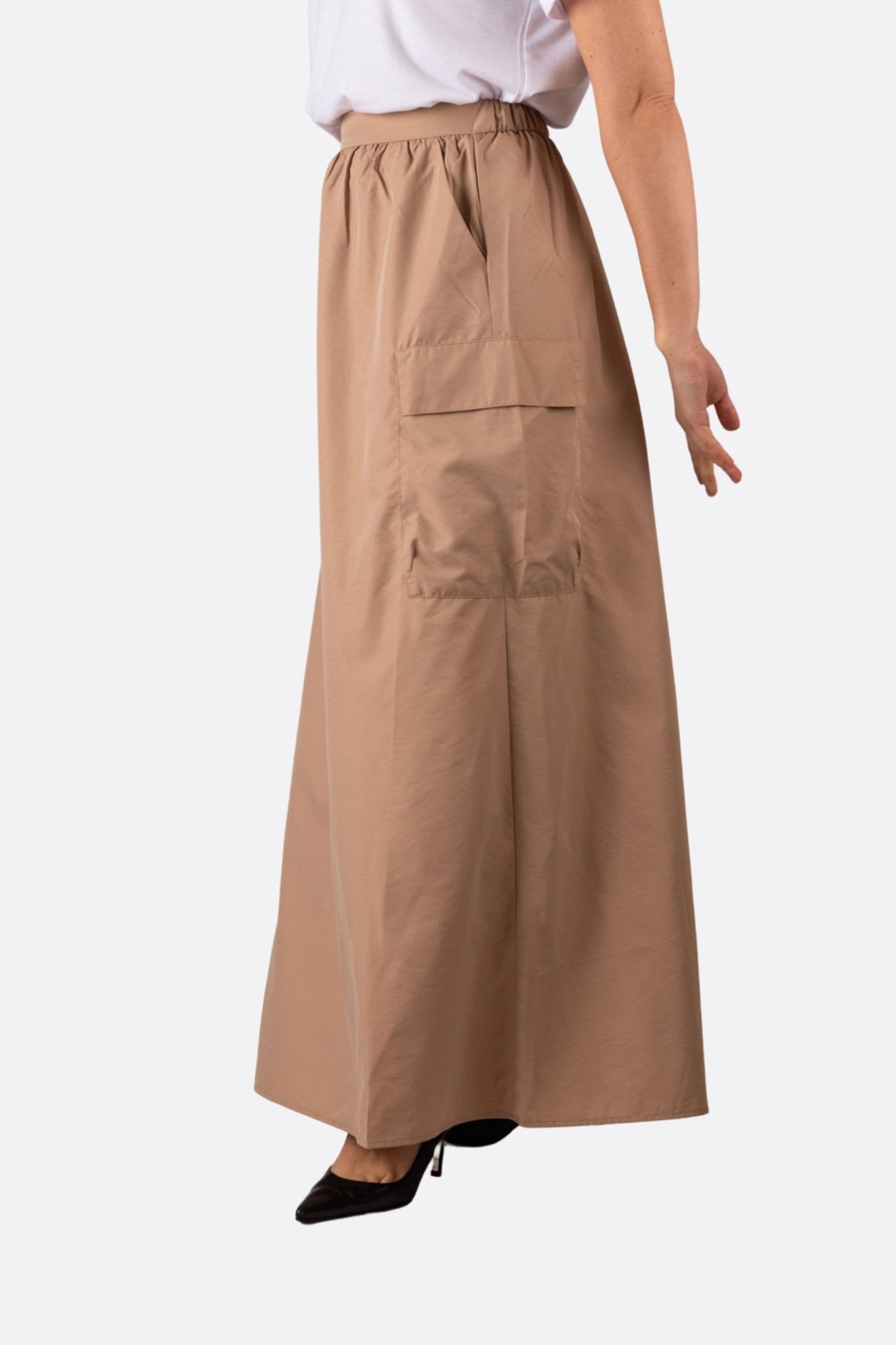 Jupe longue beige à taille élastique - MISCIANO