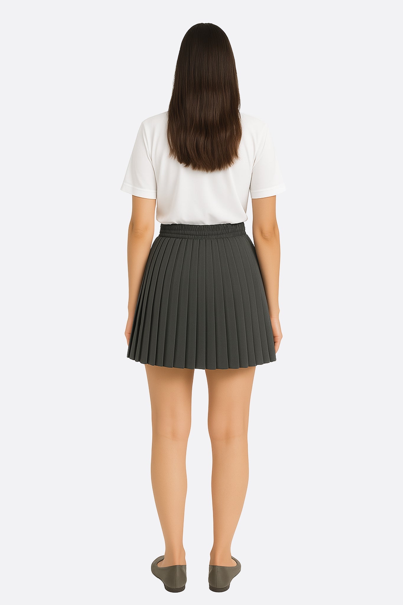 Jupe plissée taille haute en tissu stretch gris anthracite - MISCIANO