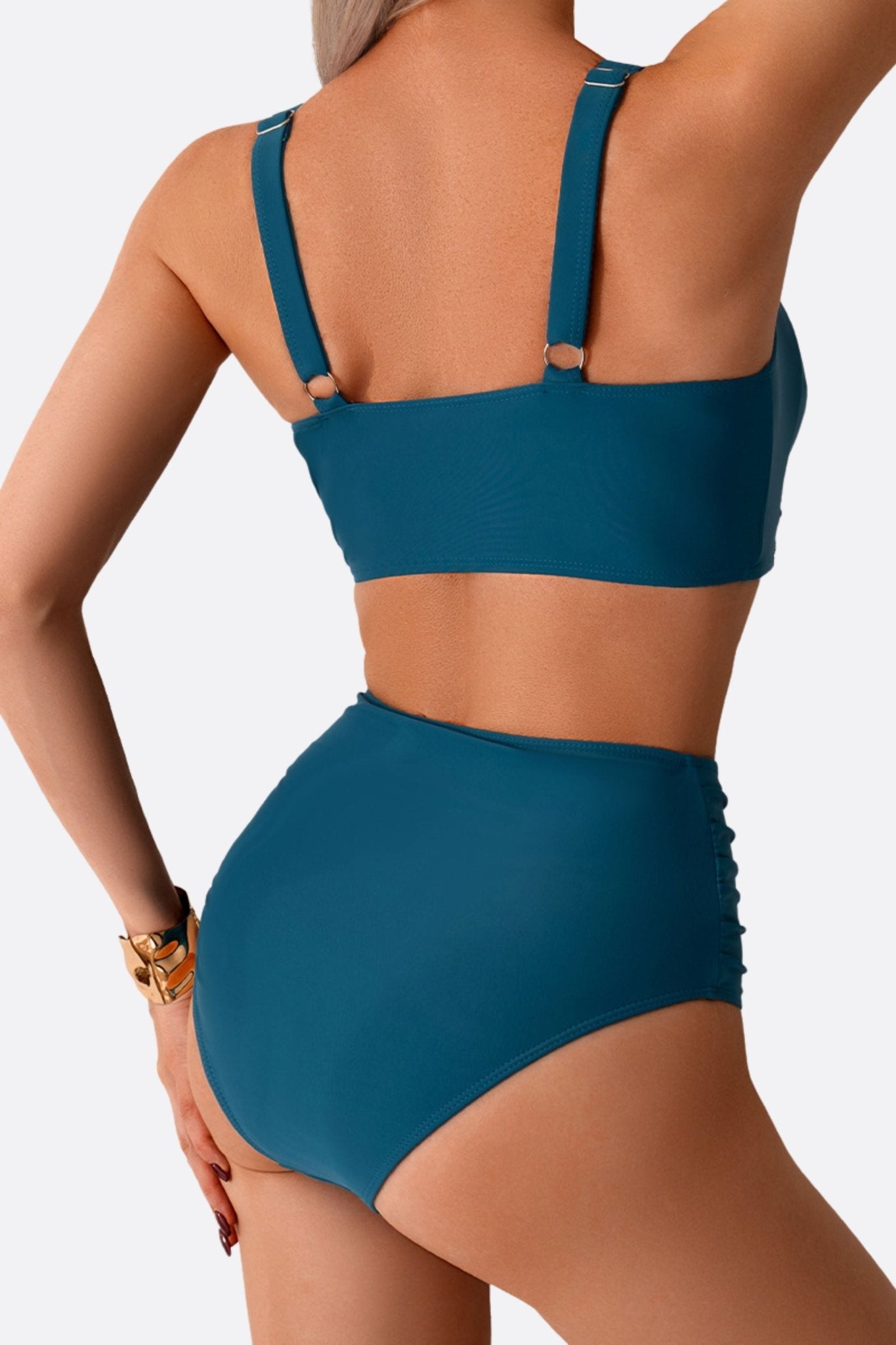 Maillot de bain deux pièces bleu pétrole torsadé - MISCIANO