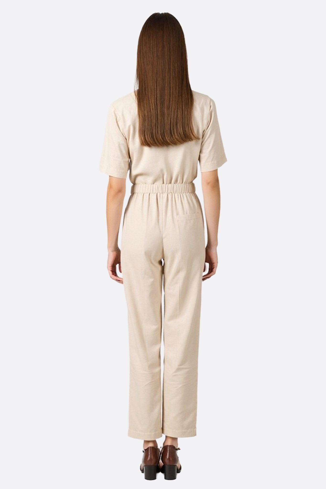 Pantalon beige à taille haute élastique - MISCIANO