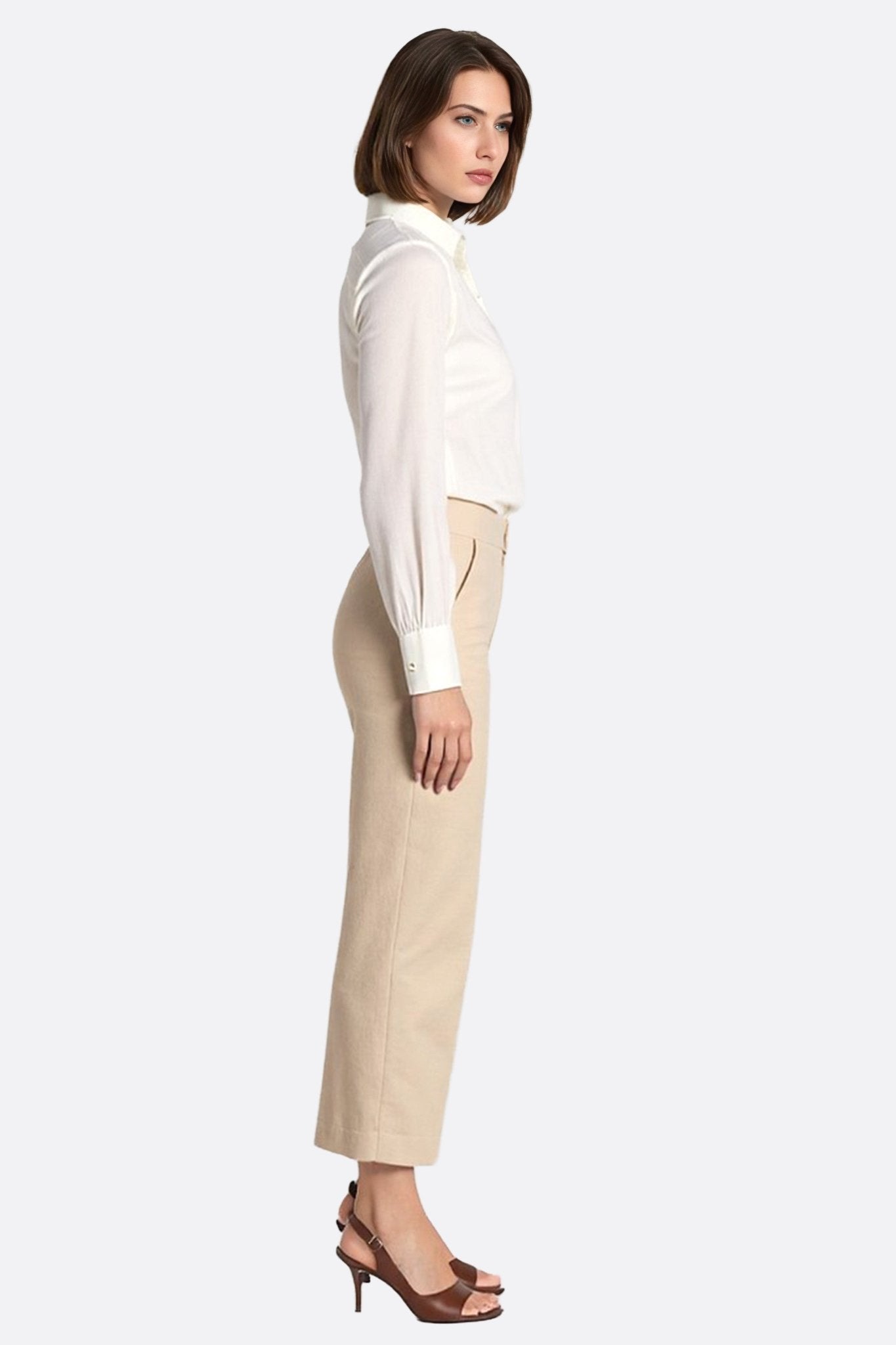 Pantalon beige à taille haute élastique - MISCIANO