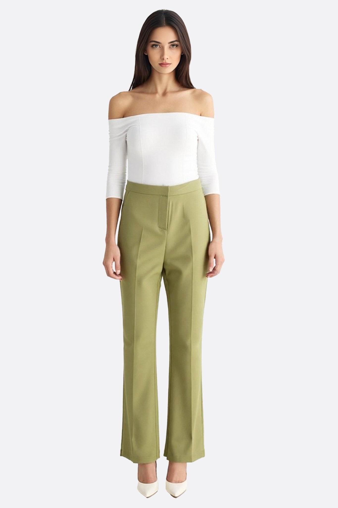 Pantalon flare vert en tissu stretch - MISCIANO