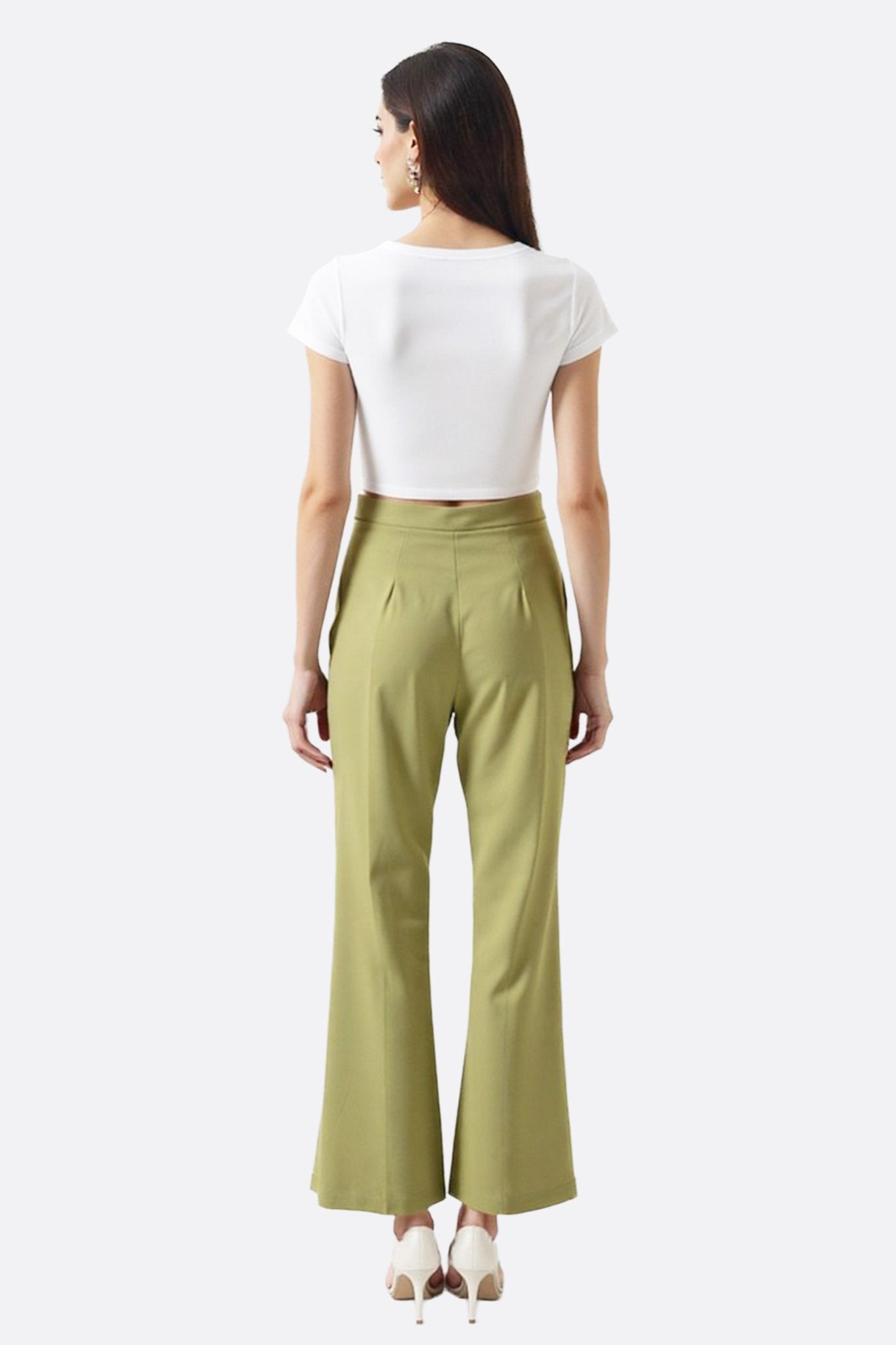 Pantalon flare vert en tissu stretch - MISCIANO