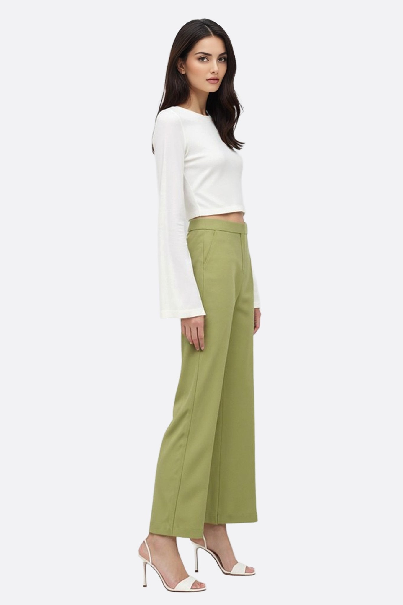 Pantalon flare vert en tissu stretch - MISCIANO