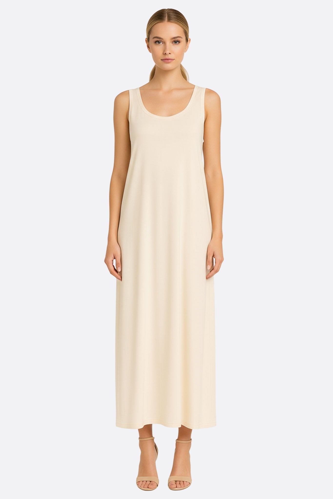 Robe longue blanc Tencel-Modal, fluide fabriquée Italie