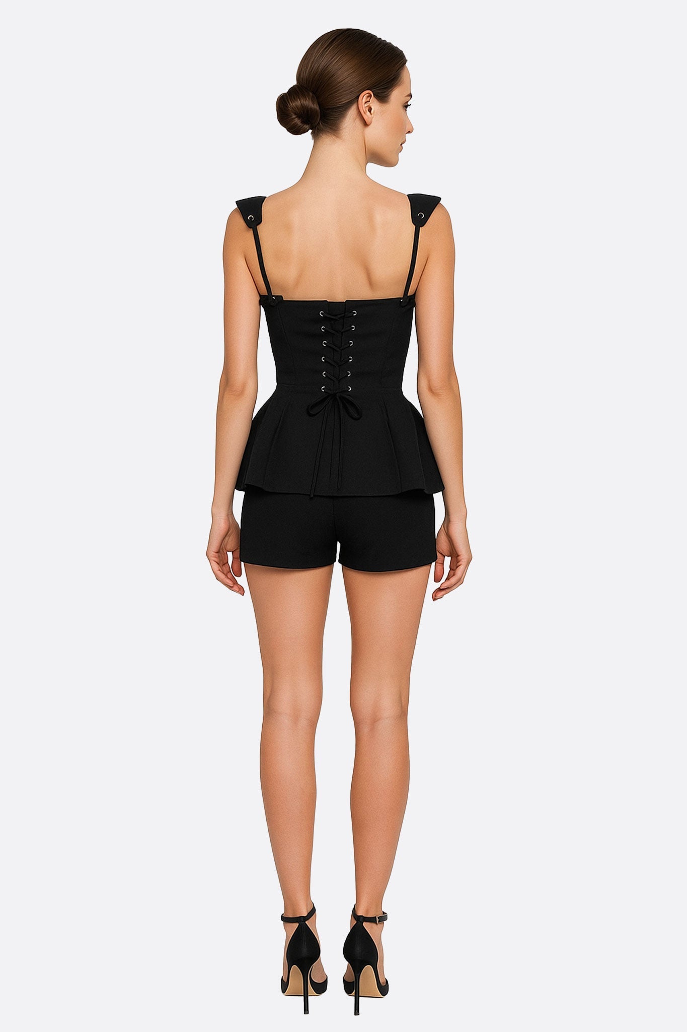 Robe sculpturale noire à volants - MISCIANO