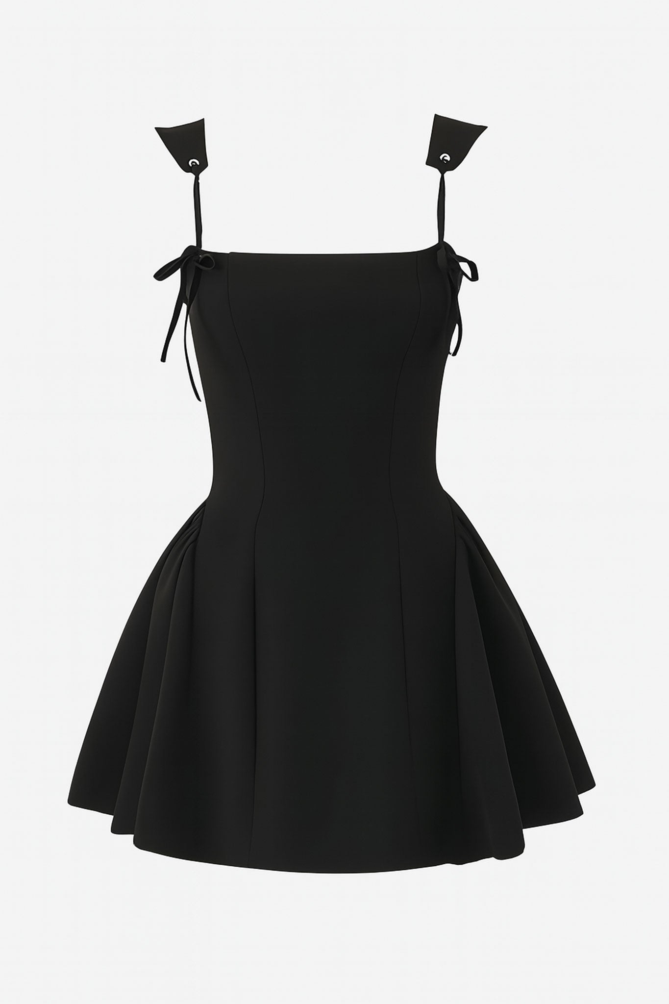 Robe sculpturale noire à volants - MISCIANO