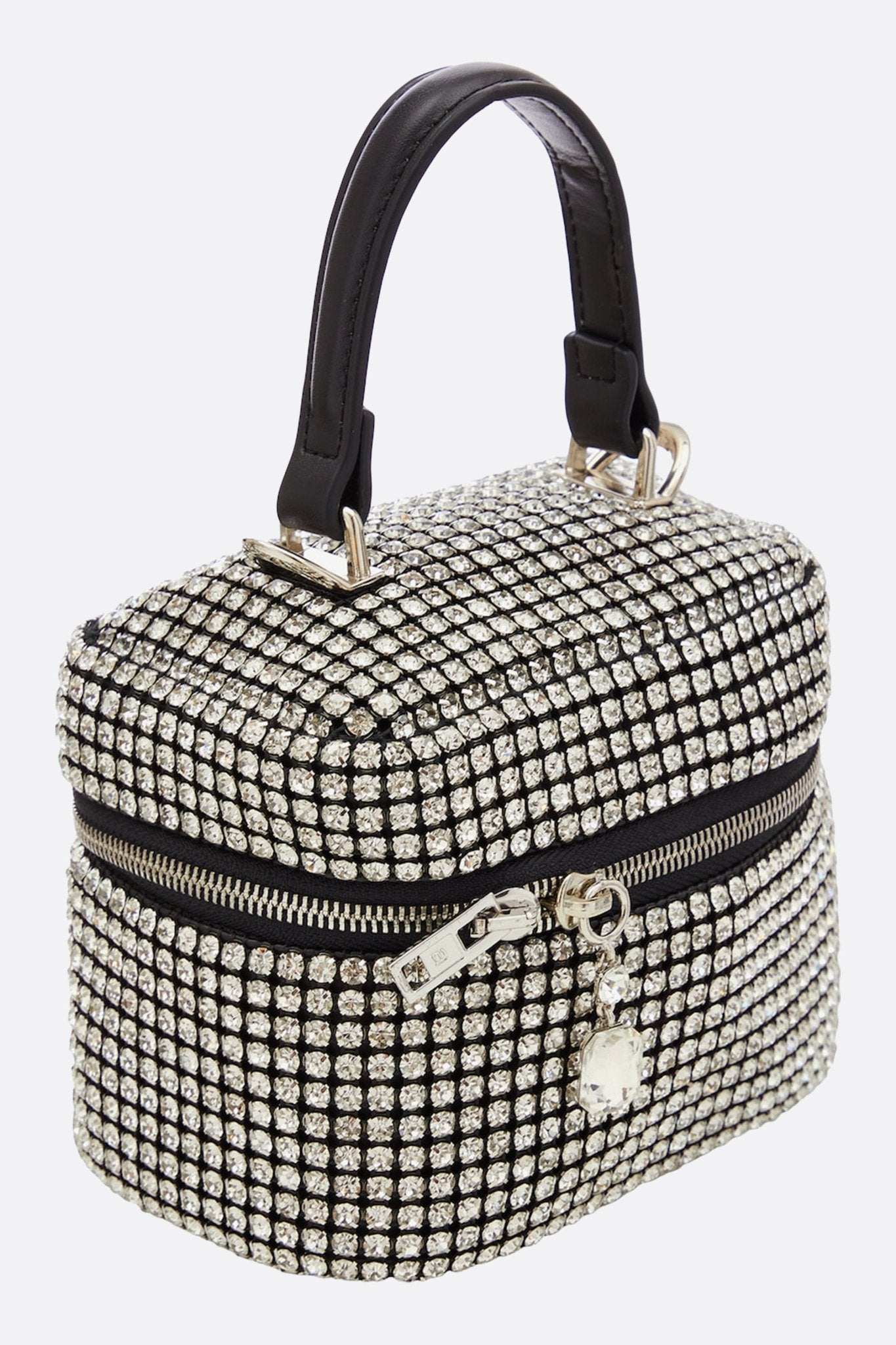 Sac à main de soirée compact à cristaux argentés avec bandoulière amovible - MISCIANO