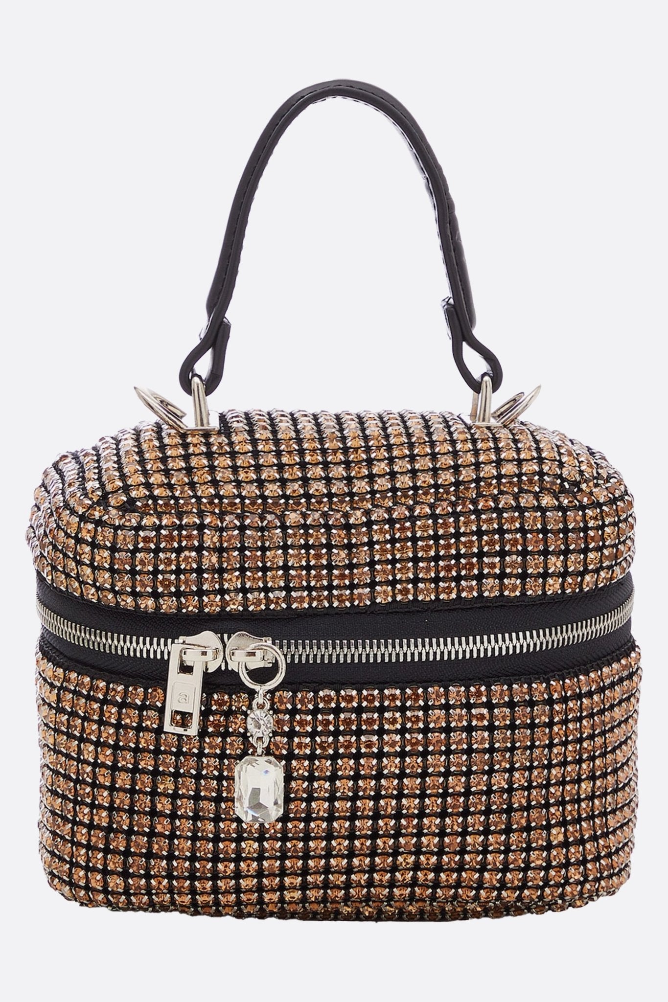 Sac à main de soirée compact à cristaux dorés avec bandoulière amovible - MISCIANO