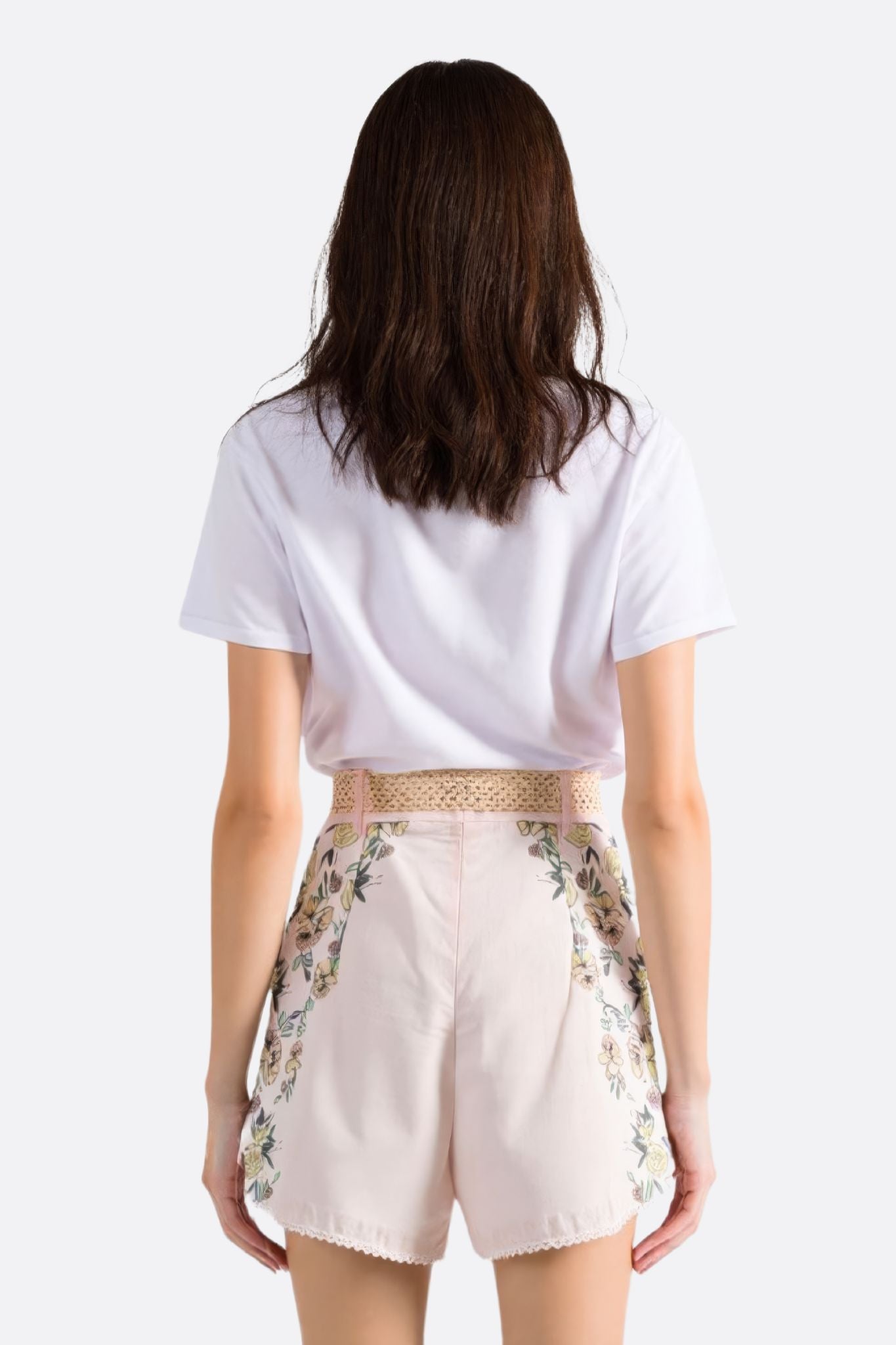 Short taille haute rose pâle à imprimé floral - MISCIANO