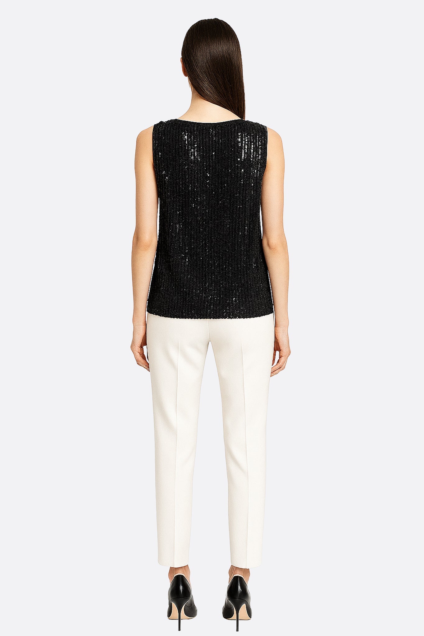 Top noir sans manches à sequins - MISCIANO