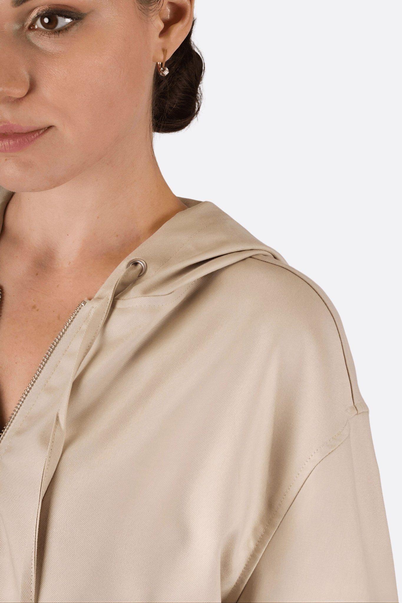 Veste beige à capuche zippée - MISCIANO