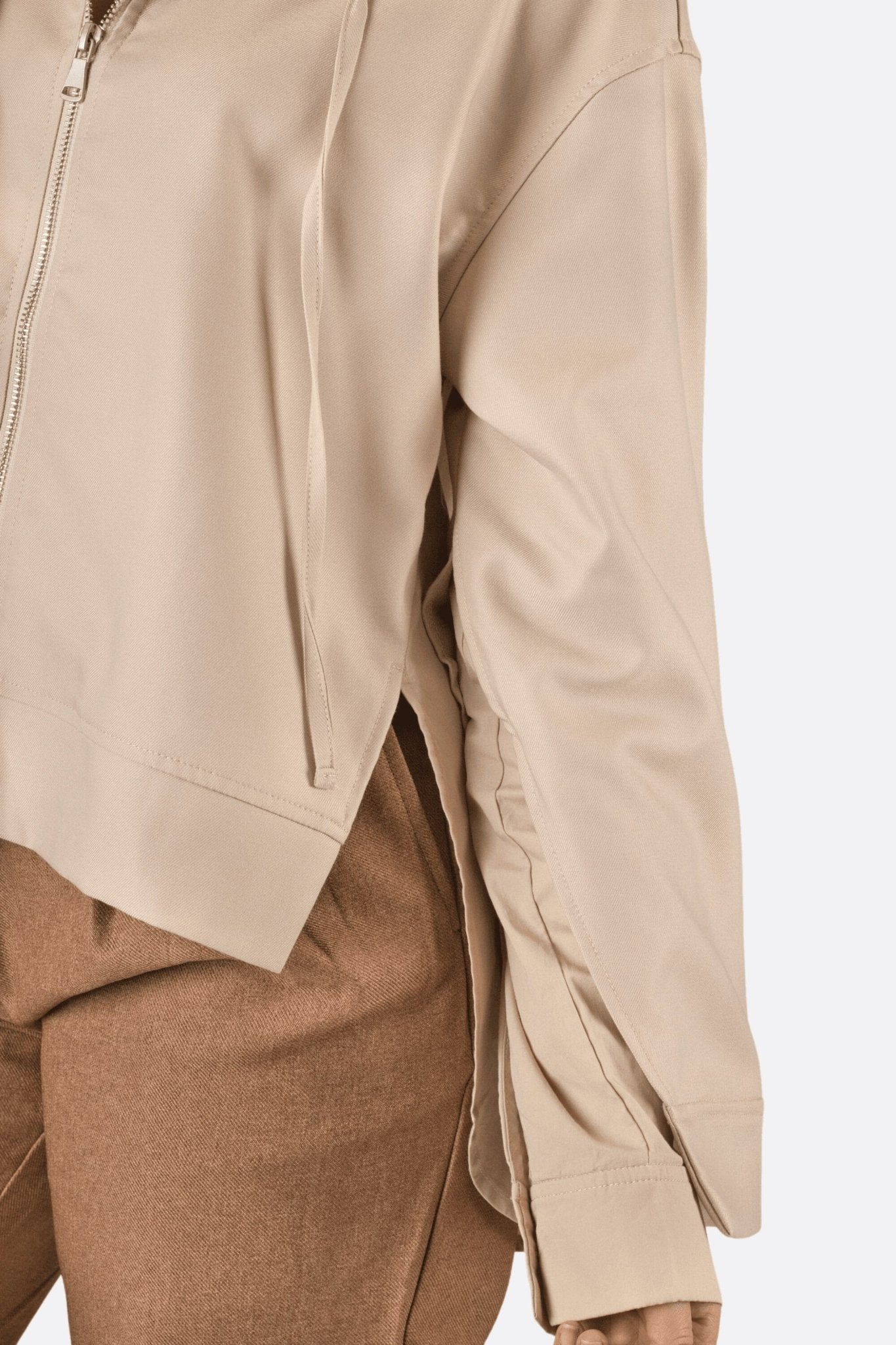 Veste beige à capuche zippée - MISCIANO