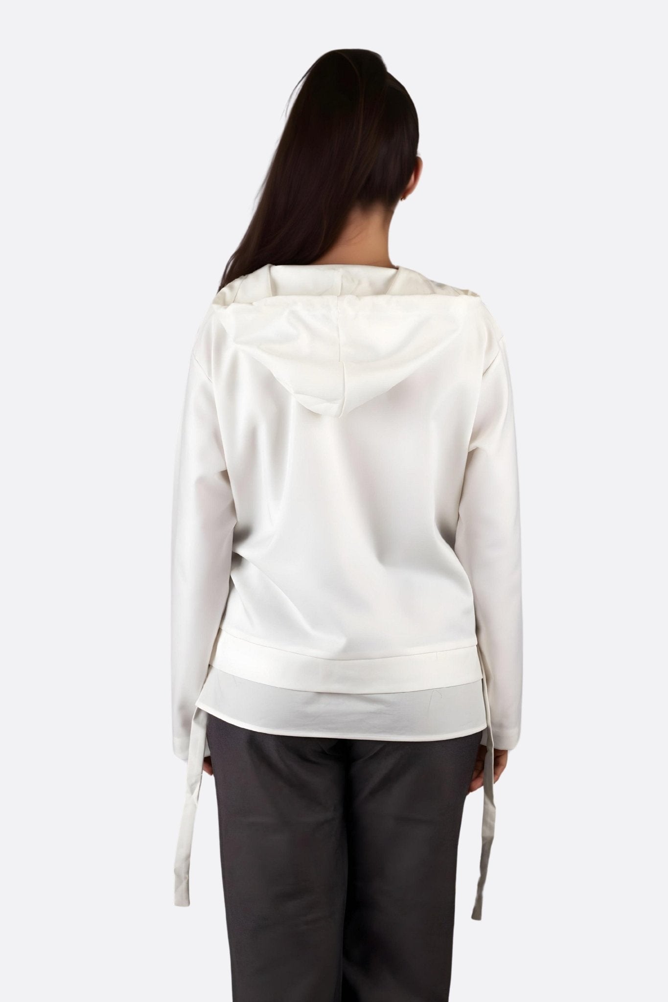 Veste - chemise blanche légère à capuche et liens à nouer - MISCIANO