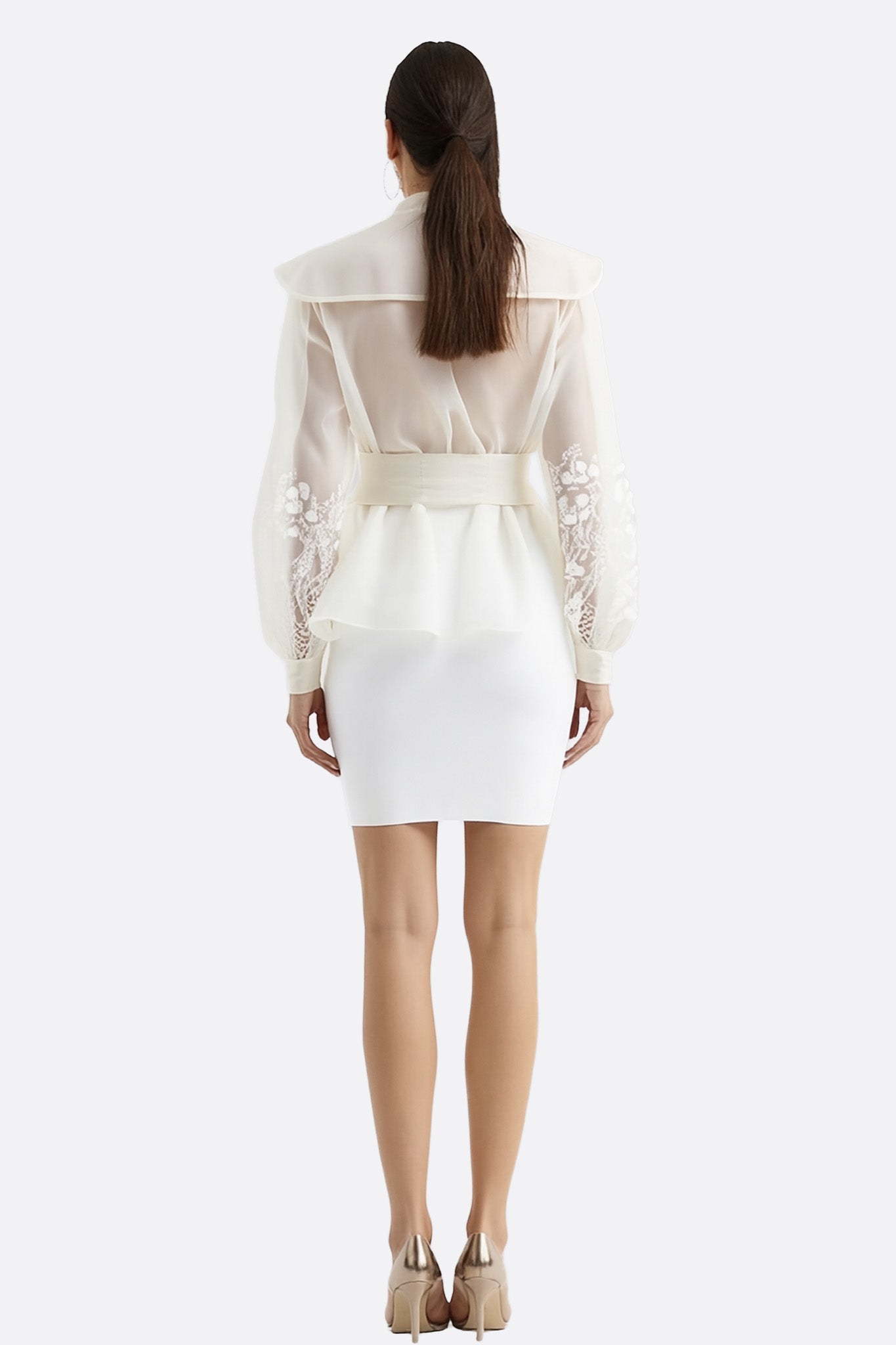 Veste - Chemise en organza écru à motif floral - MISCIANO