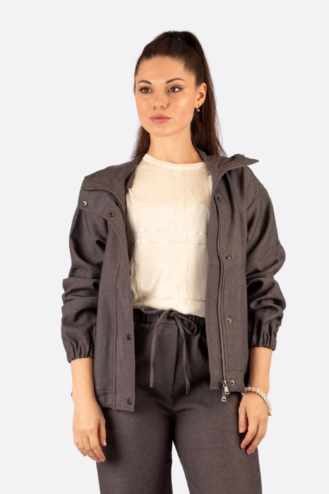 Veste coupe - vent sport en tissu gris anthracite - MISCIANO