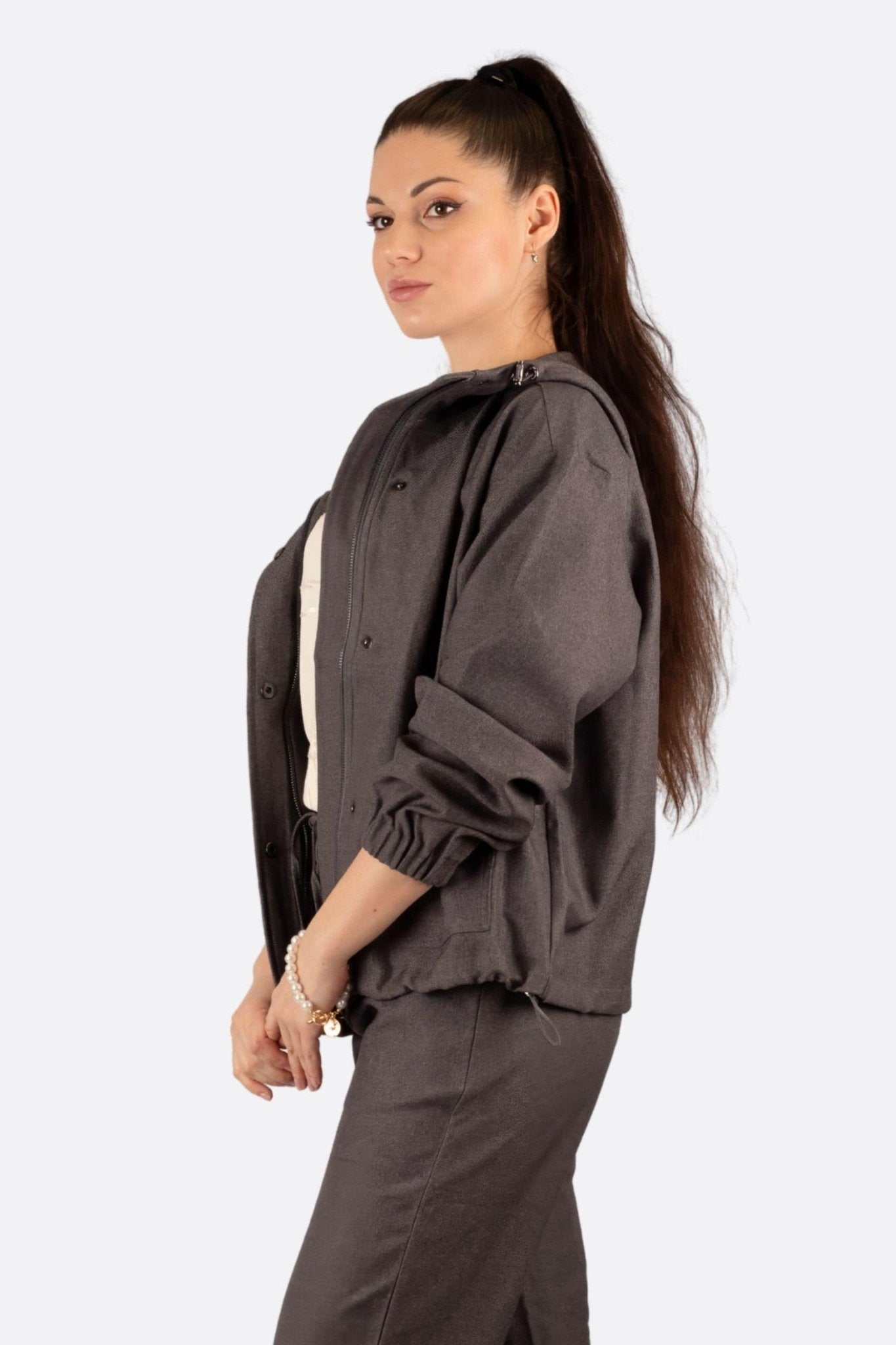 Veste coupe - vent sport en tissu gris anthracite - MISCIANO