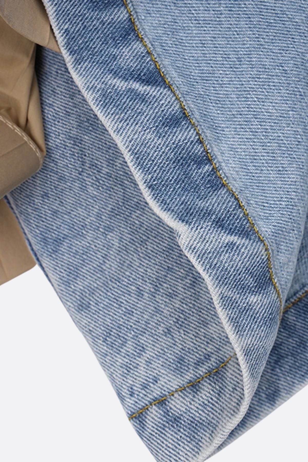 Veste courte en denim déstructurée tissu plissé - MISCIANO