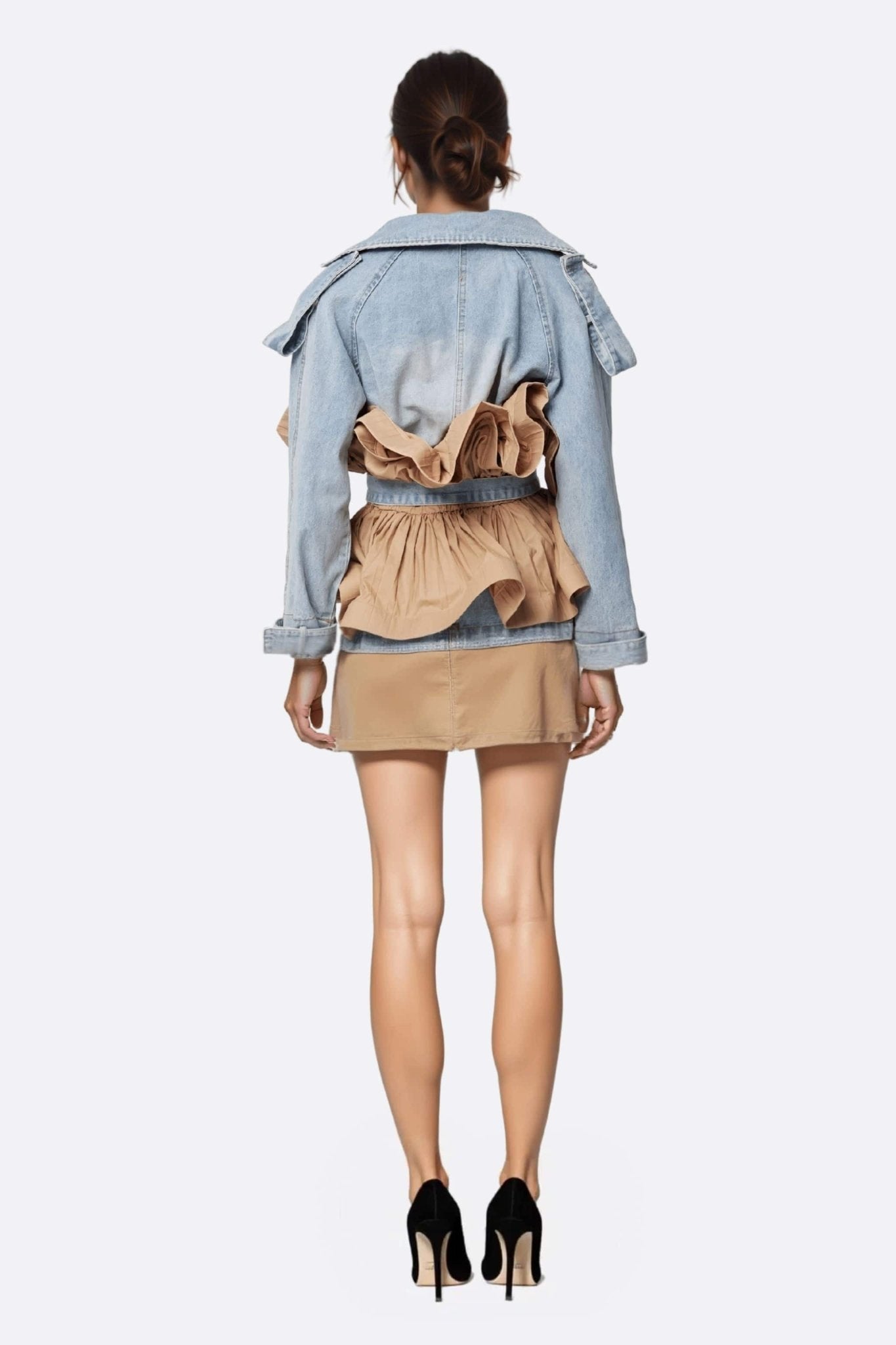 Veste courte en denim déstructurée tissu plissé - MISCIANO