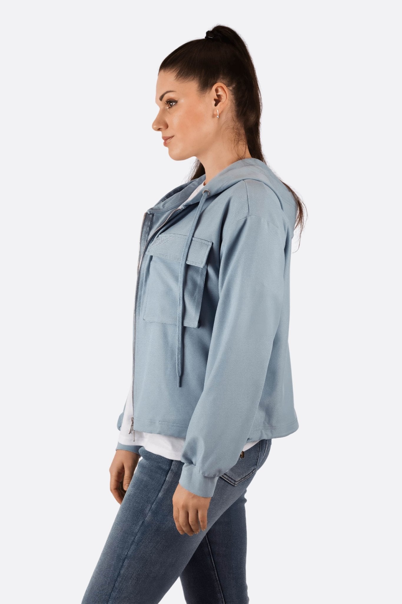 Veste sport zippée à capuche bleue - MISCIANO