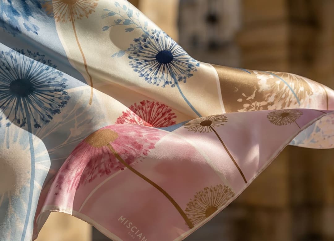 Texture de foulard en soie mise en valeur par la lumière naturelle
