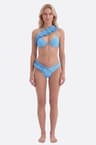 Pastel blue ruffled two-piece swimsuit