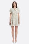 Robe courte florale en coton à col claudine