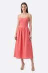 Robe midi corallo a spalline sottili
