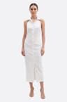 Weiße Midi-Kleid mit Hemdkragen