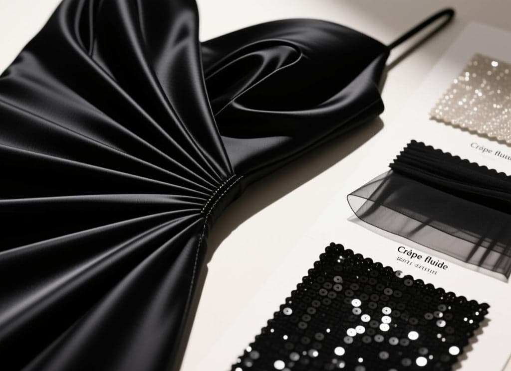 Coupes de robes en satin par l’Atelier Misciano : bénitier, encolure américaine, fente, ligne sirène
