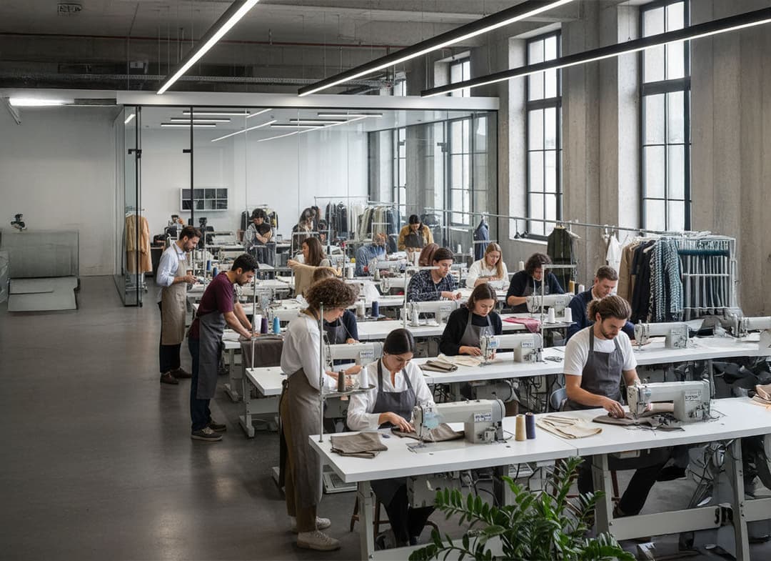 Atelier européen Misciano, gestes précis, finitions couture, matières nobles