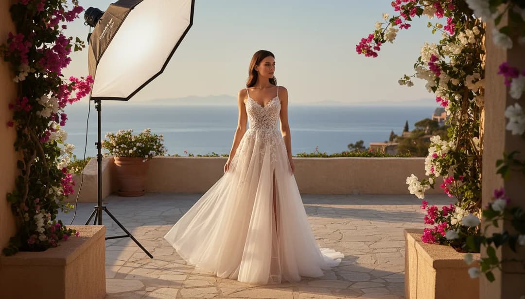 robe été femme fluide légère matière respirante - Robe de mariée fluide à bretelles en tulle brodé | Misciano Paris
