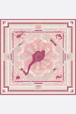 Foulard in seta 90 Danse des Poudres, motivi artistici su fondo colorato, accessorio perfetto per un look distinto...