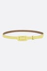 Thin yellow belt with a rectangular covered buckle