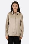 Beige Langarmhemd mit kontrastierendem Band