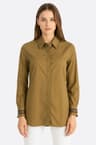 Chemise donna aderente in cotone verde kaki