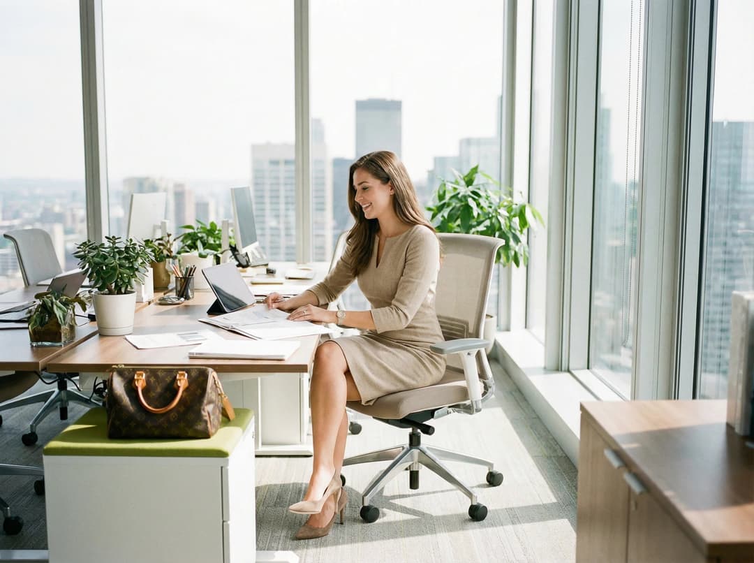 Robe fluide beige en coton pour un look professionnel au bureau
